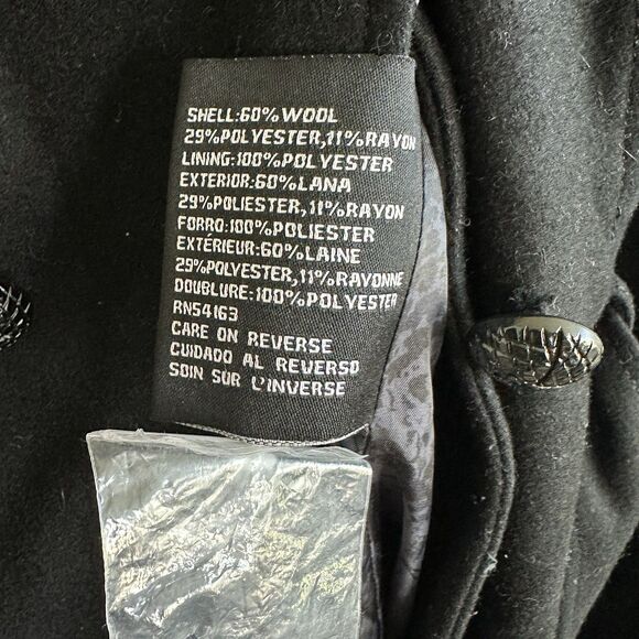 Guess Pea Coat Black Wool Blend Tweed Preppy Capsule Size Large - Picture 4 of 12